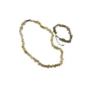 Citrine Chip Necklace Bracelet Set Natural Yellow Chippy Stone Jewelry Earthy